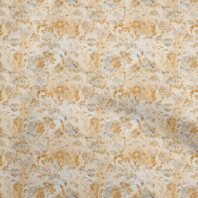 oneOone Polyester Spandex Yellow Fabric Abstract Floral Sewing Craft Projects Fabric Prints By Yard 56 Inch Wide