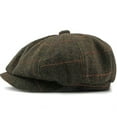 thumbnail image 7 of KDSJSXW Hats Men Hat Men'S English Vintage Newspaper Kids' Hat Classic Plaid Driver Hat Artist Hat Scally Caps For Men (Green,One Size), 7 of 7