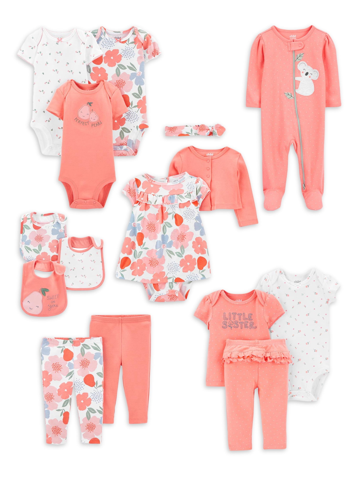 Details about   Carter's child of mine baby girl pink giraffe heart bodysuit ruffle pants 3p set 