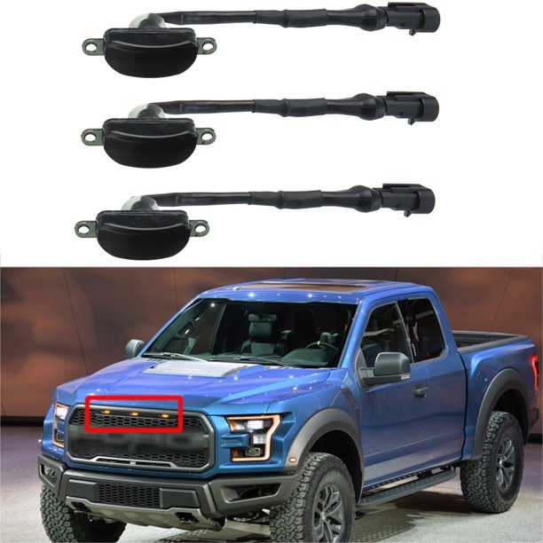 1/3PCS Smoked Amber LED Front Bumper Grille Grill DRL Running Light For