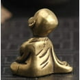 thumbnail image 6 of Mini Portable Retro Brass Little Monk Buddha Zen Statue Pocket Sitting Hand Toy Home Office Desk Decorative Ornament, 6 of 6