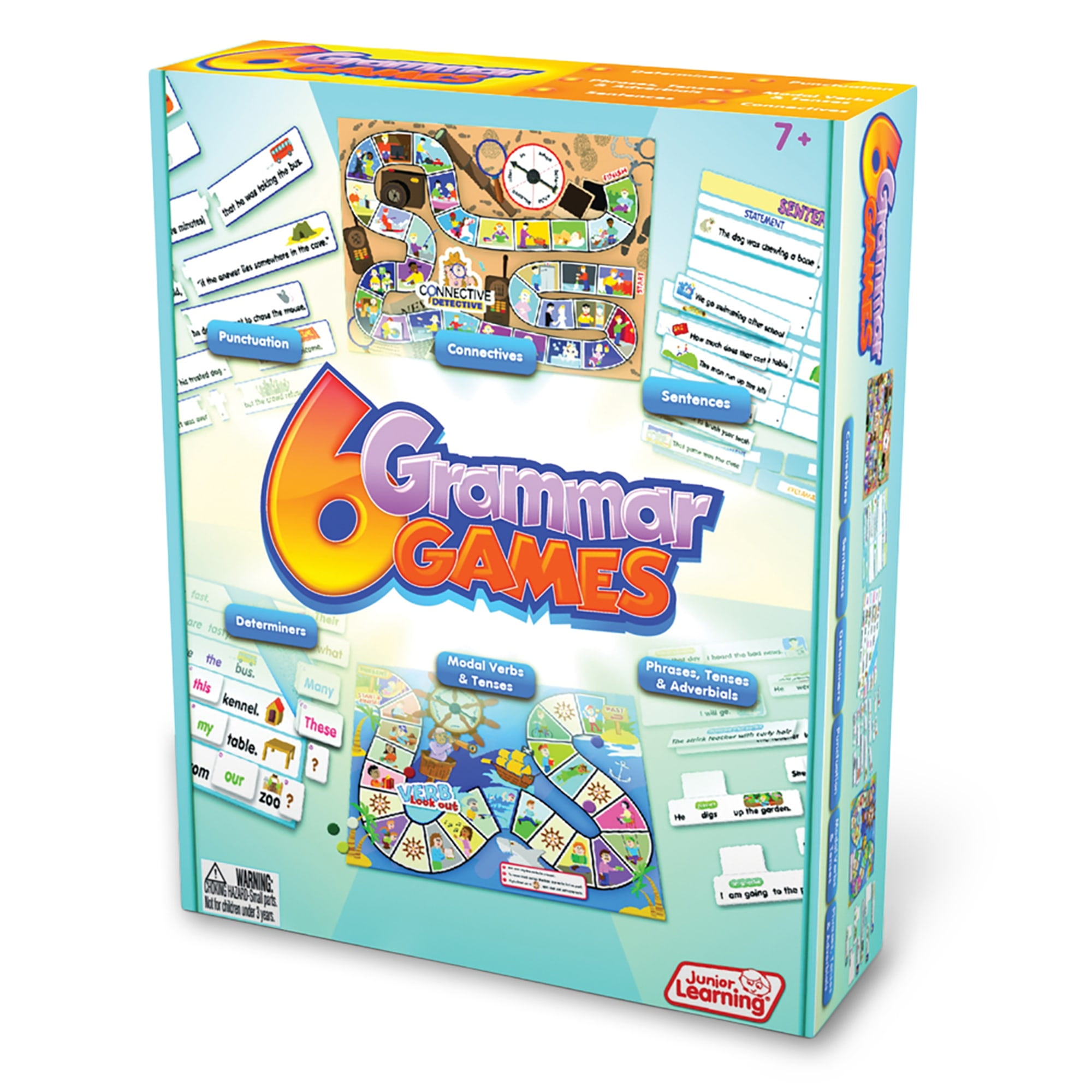 Junior Learning Grammar Games Set, 6 Educational Board Games for Ages 7-9, Language Arts