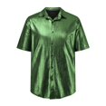 thumbnail image 5 of Men's Sequin Short Sleeve Shirt Slim Fashion Base Tee for Nightclubs and Style Men Shirts Green XXL, 5 of 6