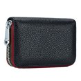 thumbnail image 1 of Credit Card Holder For Women Men Zipper Leather Card Wallet Red, 1 of 5