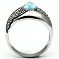 thumbnail image 3 of Luxe Jewelry Designs Women's High Polished Stainless Steel Ring with Sea Blue Crystals - Size 9, 3 of 4