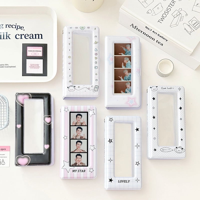 inclinato photo booth Frames con inserti in argento per 2 x 6 photo strips, plastica, Clear, Fits 2x6 Picture Strips