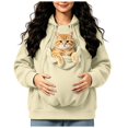 thumbnail image 6 of UOCUFY Pet Pouch Hoodies Women Fleece Zip Up Jacket with Large Pockets Beige,Size M, 6 of 6