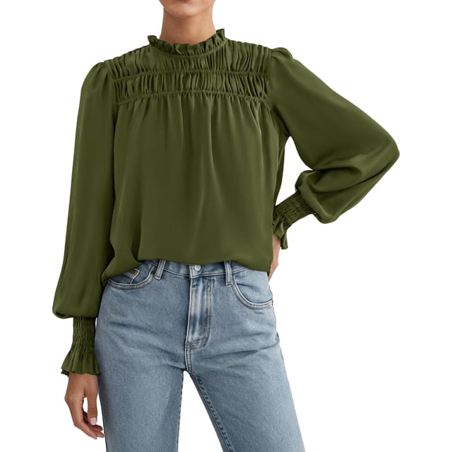 Camisa PRETTYGARDEN Verde Militar Manga Larga XL