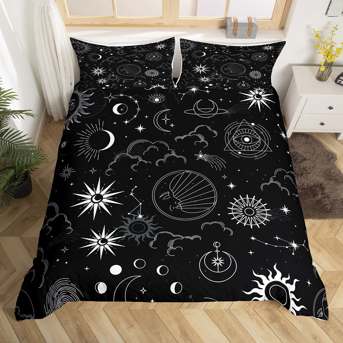 YST Sun and Moon Comforter Cover Constellation Galaxy Bed Set, Trippy