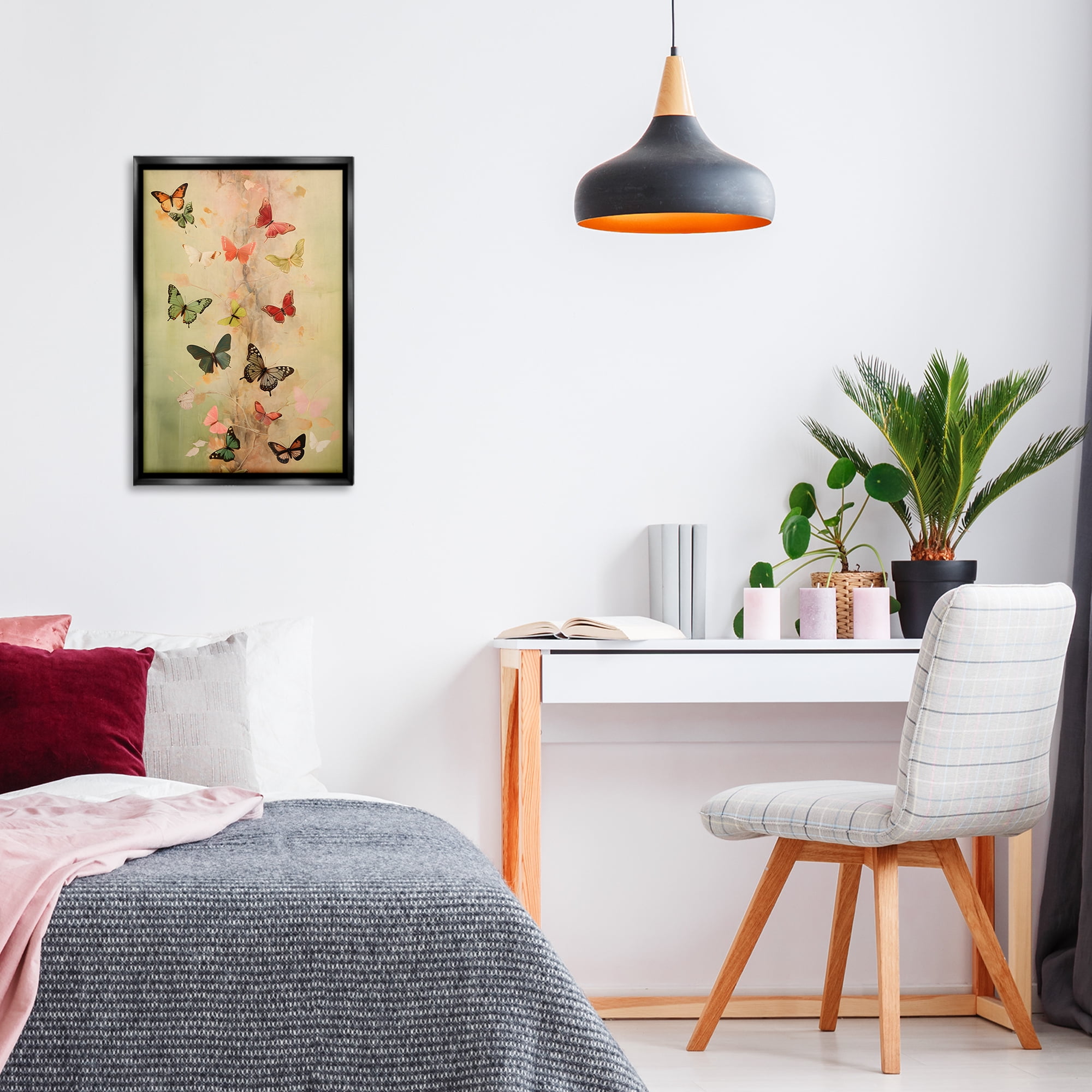 Stupell Industries Fluttering Butterfly Array Animals & Insects Painting Black Floater Framed Canvas Art Print Wall Art, 17 x 25