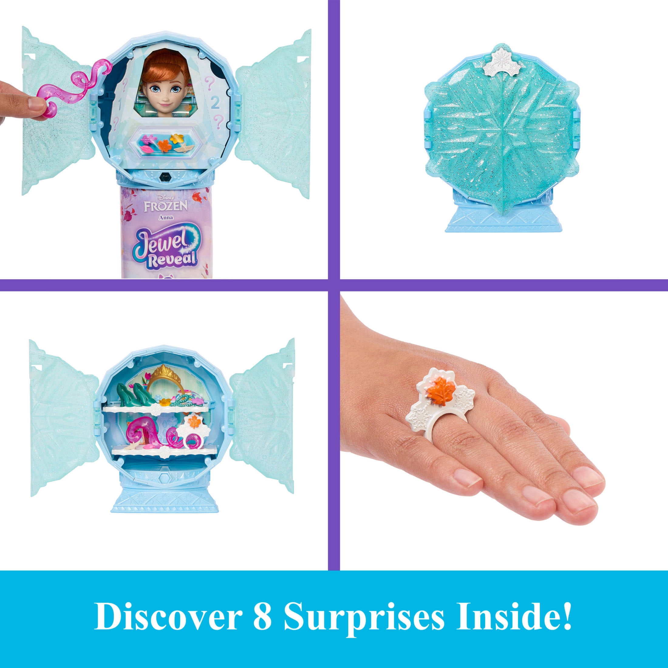 Disney Frozen Jewel Reveal Anna Fashion Doll with 8 Surprises Including Gem Box & Accessories