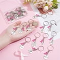 24Pcs 12 Style Alloy Keychain with Iron Rings October Breast Cancer ...