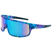 Piranha Eyewear Berkley Shield Sports Sunglasses - Tie-Dye Multicolor with Mirror Lens