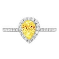thumbnail image 5 of 0.755 ct Pear Cut Natural Citrine Solitaire with Simulated Diamond Accents 18K White Gold Womens Engagement Ring, 5 of 6