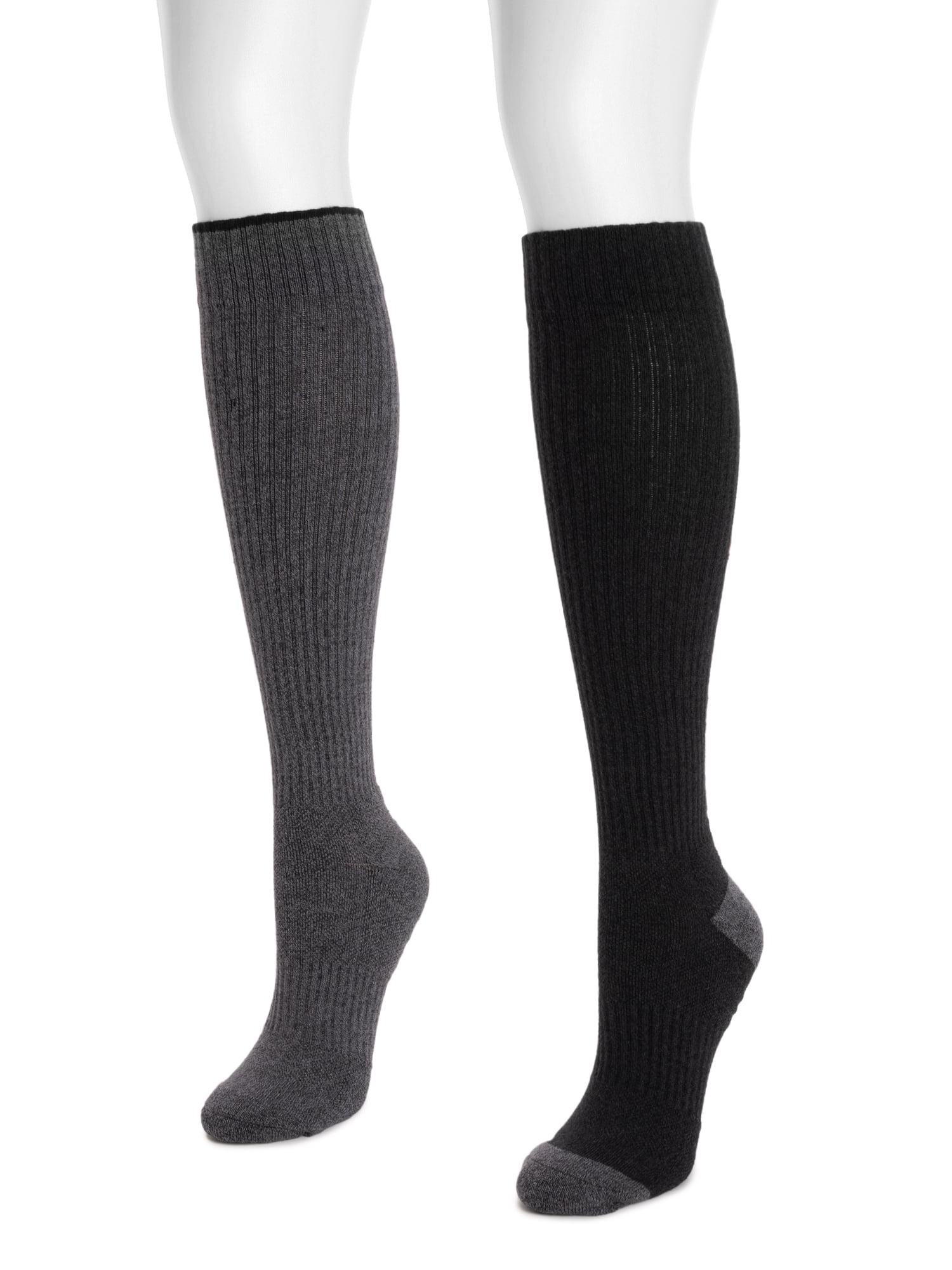 MUK LUKS Women's Regular Width Compression Cotton Knee-High Socks, 2-Pack, Shoe Size 6-10