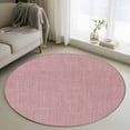 thumbnail image 2 of Vintage Nude Pink Large Area Rugs for Bedroom Living Room, Soft Non Slip Carpet Bedside Rug, Farmhouse Retro Solid Color Linen Texture Round Floor Cover Kitchen Accent Rug 3.3' for Dining Room/Office, 2 of 9