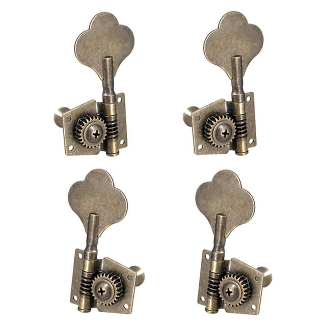 Tachiuwa 4 Piquets de Réglage de Basses Ouverts Piquets de Réglage de Basses Électriques Têtes de Machine Boutons Métal Bass 2L2R Bronze