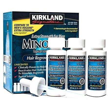 Kirkland Minoxidil 5% Hair Regrowth Solution Extra Strength Men 6 Month Supply (1/3/6 Bottles)
