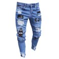 thumbnail image 1 of toraway Men's Harem Pants with Pockets Mens Tight Punctured Embroidered Small Leg Jeans XL, 1 of 3