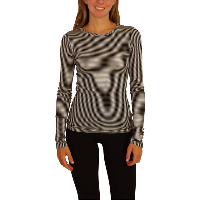 Aeropostale Womens Striped LS Graphic T-Shirt, Black, Juniors, X-Small