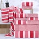thumbnail image 1 of Juego de 8 Toallas de Terciopelo de Rayas Anchas, Toallitas de Baño Absorbentes, Juego de Toallitas para Adultos, 1 of 7