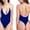 Blue, variant on Oplxuo Open Back One Piece Swimsuit for Women Sexy Plunge V Tummy Control Bathing Suit Color Block Beach Swimwear