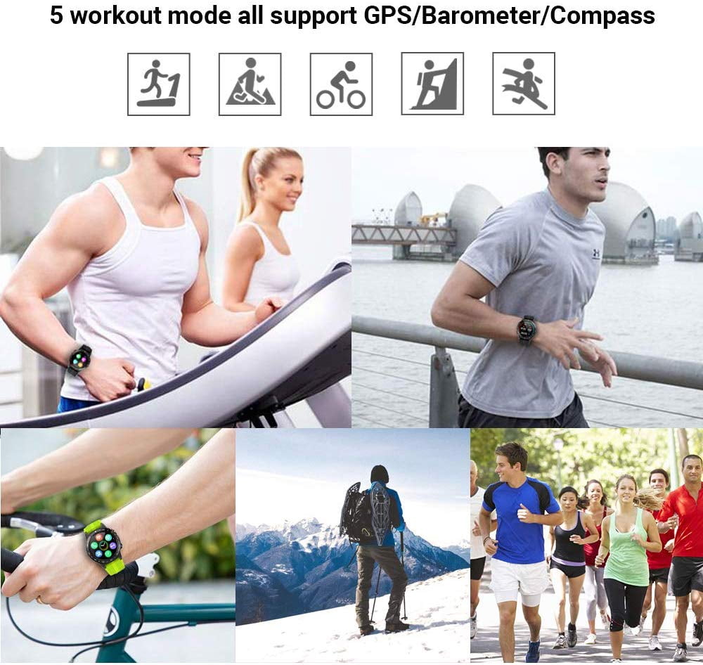 Smart Watch (GPS +Barometer+Altimeter+Compass), Gandley Full HD Touchscreen Bluetooth smartwatch