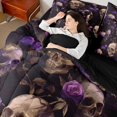 thumbnail image 4 of Feelyou Dreamy Purple Flower Bedding Comforter Set 7pcs, Bohemian Skeleton King Bedding Sets, Couple Valentine's Day Reversible Bed Sheets, Ultra Soft Bedroom Decor, 4 of 8