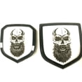 thumbnail image 1 of GFDYREE BooBo DR-145+120PSK-W Custom Set Beard Skull Tough Front Grille Rear TAILGATE NAMPLATE BADGE EMBLEM FIT FOR RAM 1500, 2500 AND 3500 2009-2018 (SET), 1 of 3