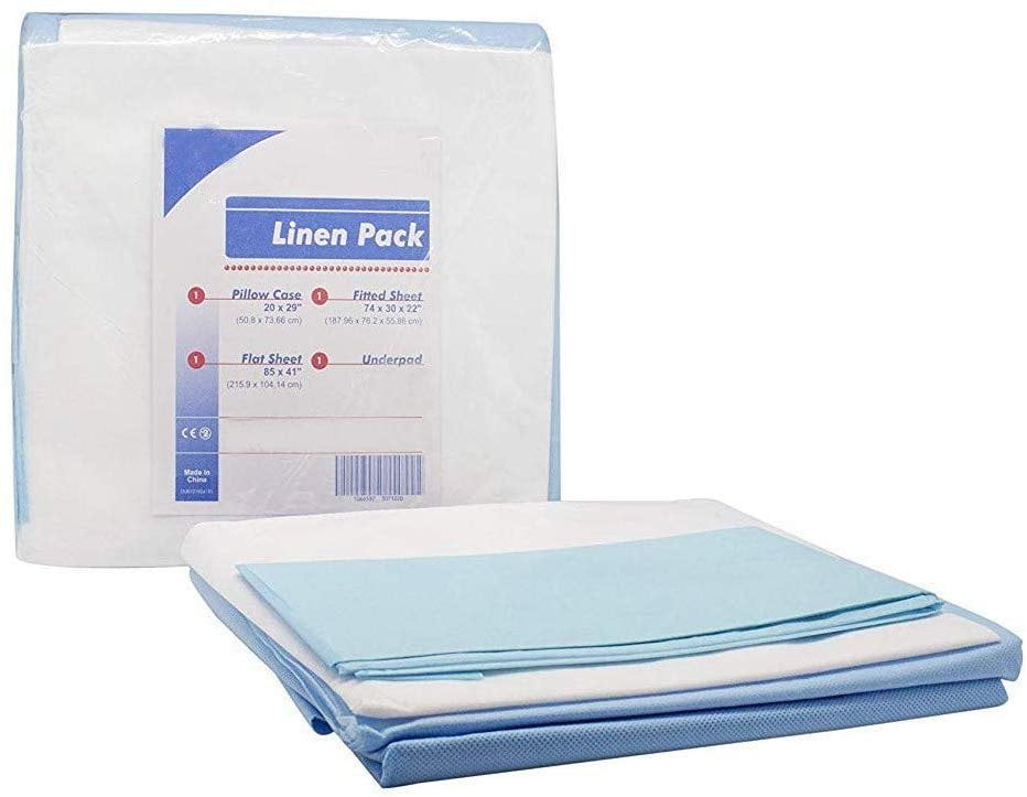 Linen Pack25 packs of Disposable Bed Linens for hospitals, clinics