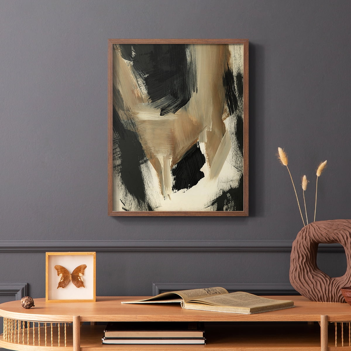 Baked Paintstrokes II Framed Print in Brown Solid Wood Framed Print No Nail Hanging