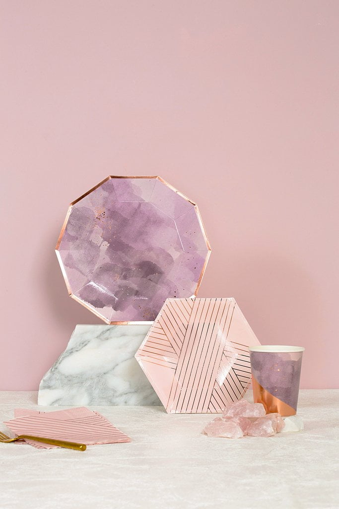 Harlow & Grey - Amethyst - Pale Pink Striped Small Paper Plates