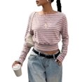 thumbnail image 2 of Women's Off Shoulder Top Cinched Waist Long Sleeve Crop T Shirts Tops Y2k Going Out Pink XL, 2 of 9