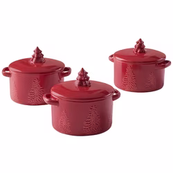 Red, variant on Better Homes & Gardens 3 Pack 16 Ounce White Tree Cocotte with Lid