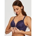 thumbnail image 5 of MELENECA Female Racerback Front Closure Unlined Underwire Bra for Women Blue 34F, 5 of 5