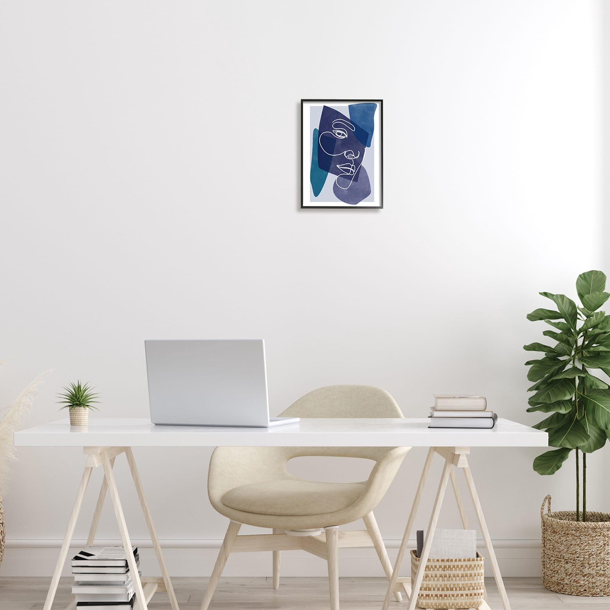 Stupell Industries Bold Blue Purple Shapes Face Line Doodle Motif Framed Wall Art, 11 x 14, Design by Birch&Ink