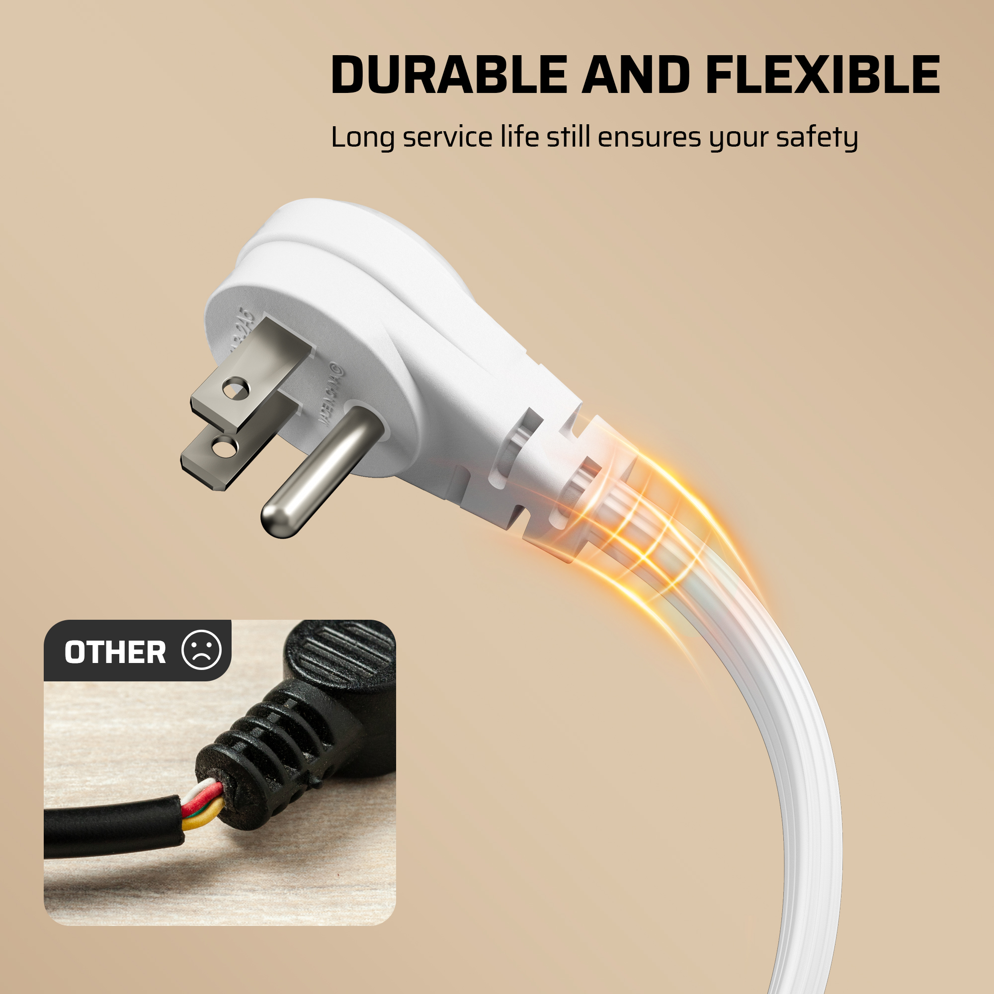 Dewenwils 3-Ft Indoor Extension Cord, 2-Pack photo 5