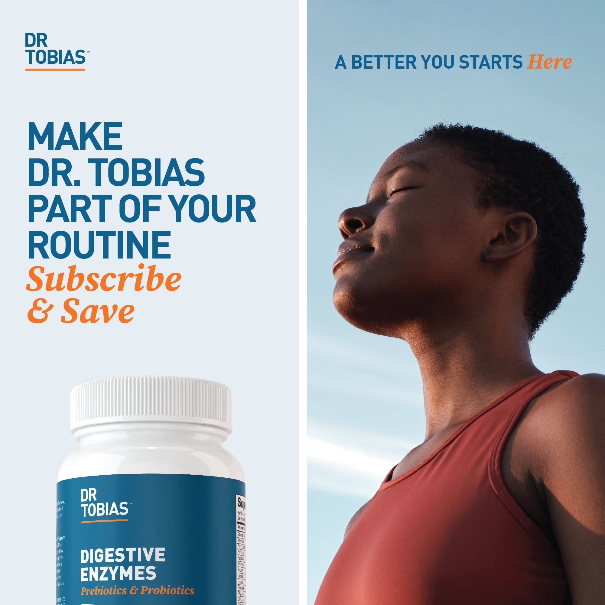 Dr. Tobias Digestive Enzymes with Probiotics, Prebiotics and Postbiotics Bromelain, Amylase, Lipase, For Better Digestion & Immune Function, 120 Capsules 60 Servings (2 Daily)
