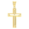 thumbnail image 2 of 14k Two-tone Gold Mens Cross Religious Charm Pendant Pendant Necklace for Men, 2 of 4