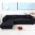 thumbnail image 3 of Sofa Covers for L Shape, 2pcs Polyester Fabric Stretch Slipcovers 3 seater(70"-90") + 4 seater(90'-115") ,+ 2pcs Pillow Covers for Sectional sofa L-shape Couch, 3 of 6