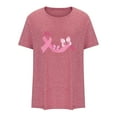 thumbnail image 5 of Joau Pink Ribbon Cancer Shirt for Women Breast Cancer Awareness Support Shirts Graphic T-Shirts Stronger Than Cancer Short Sleeve Round Neck Tops Tee, 5 of 5