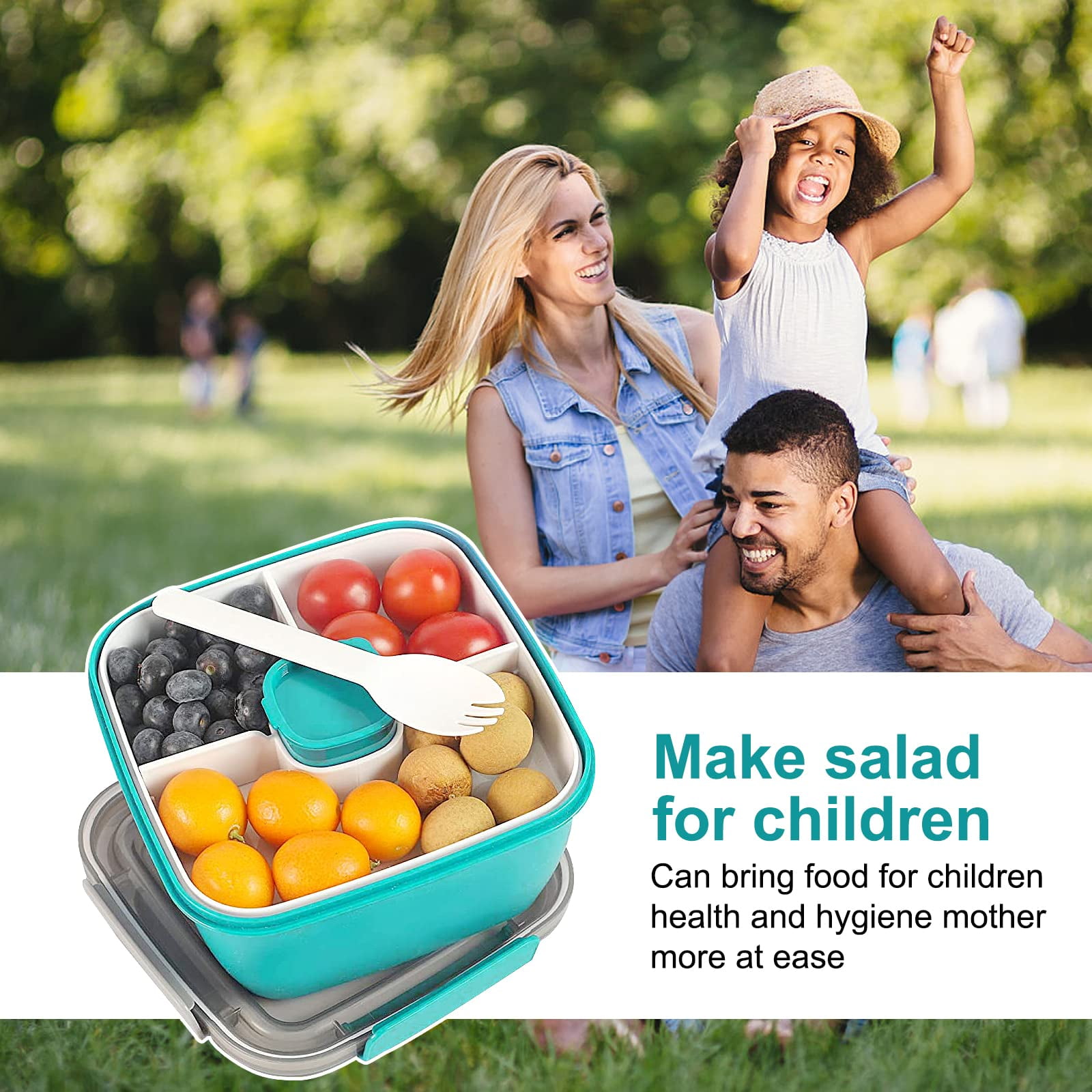 Freshmage Salad Lunch Container To Go, 52-oz Salad Bowls with 3