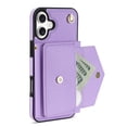 thumbnail image 2 of Decase for iPhone 16 Plus 6.7" - Organ Leather Case Wallet Case Card Slot Shockproof Kickstand Metal Closure Cash Pocket Flip Leather Case for iPhone 16 Plus 6.7",Purple, 2 of 6