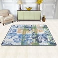 thumbnail image 3 of YFYANG 36"x24" Non-Slip Flannel Carpet Doormat, Living Room Bedroom Office Decorative Area Rugs, Indoor Blue Watercolor Leaf Vein Texture Floor Mats, 3 of 7