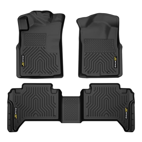 Floor Mats Fit for Toyota Tacoma 2005-2015 Double Cab All Weather Full Cover Protection TPE Car Floor Cargo Liners 3 Piece,Black