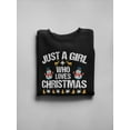 thumbnail image 3 of A Girl Who Loves Christmas Sweatshirt Women -Image by Shutterstock, Female Large, 3 of 4