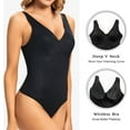 thumbnail image 4 of MANIFIQUE Thong Shapewear Bodysuit for Women Tummy Control Slim Body Shaper V Neck Faja Jumpsuit Tops, 4 of 6
