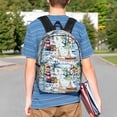 thumbnail image 4 of Goofa Watercolor Sailboat Pattern Lightweight Student Backpack for School, Water-Resistant, Adjustable Straps, Fits 15" Laptop, Multiple Pockets for Books, Accessories, 4 of 6