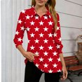 thumbnail image 4 of DxhmoneyHX Henley Blouse for Women Dressy 3/4 Sleeve Shirts Lapel V Neck Stars Print Tunic Tops Loose Fit Casual Pullover Sweatshits, 4 of 5