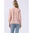 thumbnail image 3 of DARING DIVA Women's Floral 3/4 Sleeve Smocked Front V Neck Blouses XL Light Pink, 3 of 5